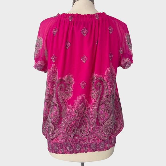 INC International Concepts Pink Paisley Top XL 100% Nylon - Picture 7 of 8
